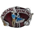 Square Dancing  Enameled Belt Buckle